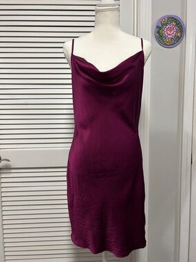 Victoria’s Secret Gold Label Silk Cowl Neck Slip Dress in Deep Berry/Plum